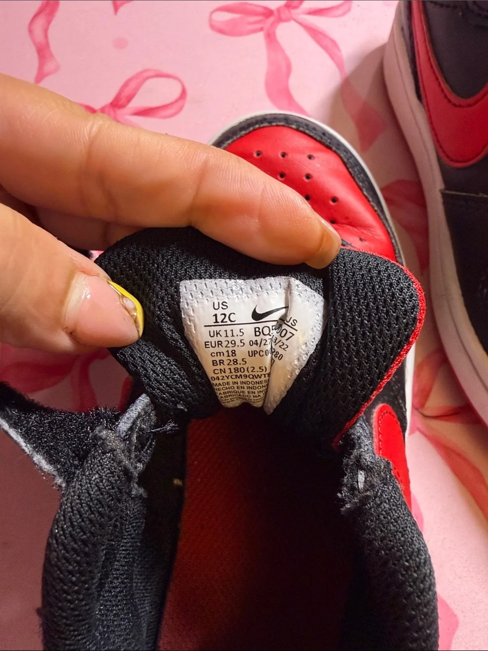 Nike Kids Black and Red High-Top Sneakers with Velcro Strap